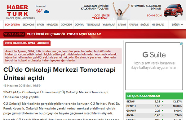 CÜ'de Onkoloji Merkezi Tomoterapi Ünitesi açıldı CÜ'de Onkoloji Merkezi Tomoterapi Ünitesi açıldı